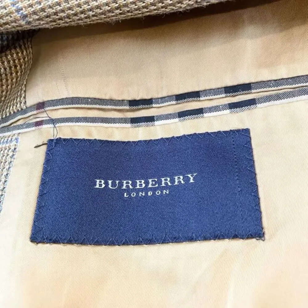 Burberry London‎ Blazer Jacket Men’s 46R Camel Silk Wool Double Vent Coat*